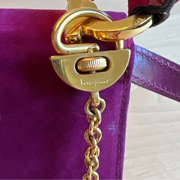 SALVATORE FERRAGAMO Suede Handbag with Matching Coin Purse *RARE* - Picture 3 of 14